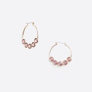 Everri Bezel Stone Set Gold Tone Hoop Earrings